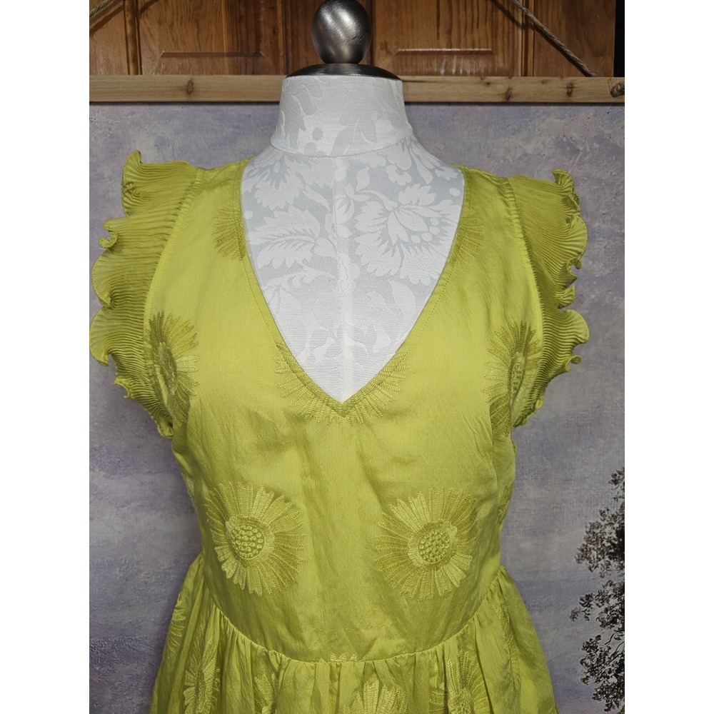 Kate Spade New York Collection Yellow Floral Eyelet Midi Dress Size 10